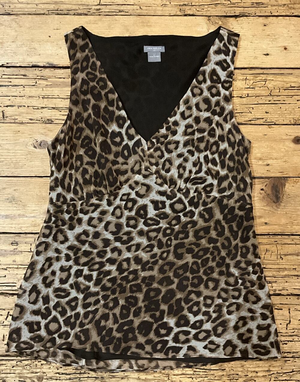 ANN TAYLOR Womens Size 6 Leopard Print Sleeveless Blouse